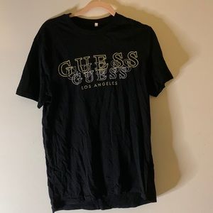 Unisex black/gold logo Guess LA top. Barley worn.